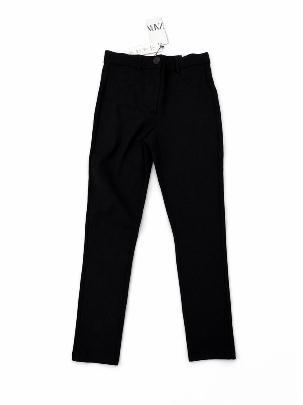 NWT ZARA Office Pants Black High Rise Slim Stretch Work Trousers Shift L Jersey